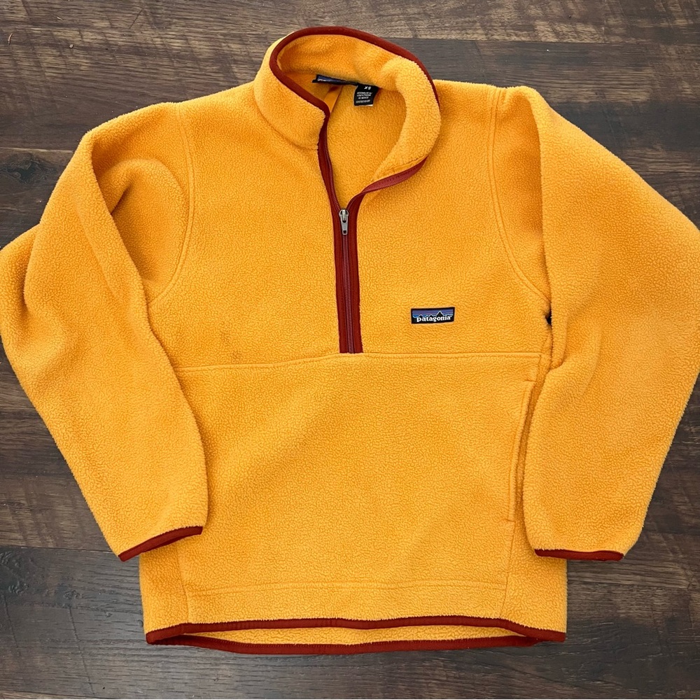Vintage Patagonia gold burgundy Marsupial pullover 1/2 zip fleece jacket XS